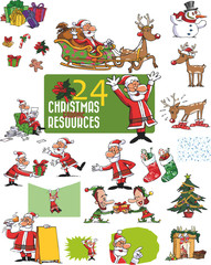 large vector set of Christmas character poses gestures and actions