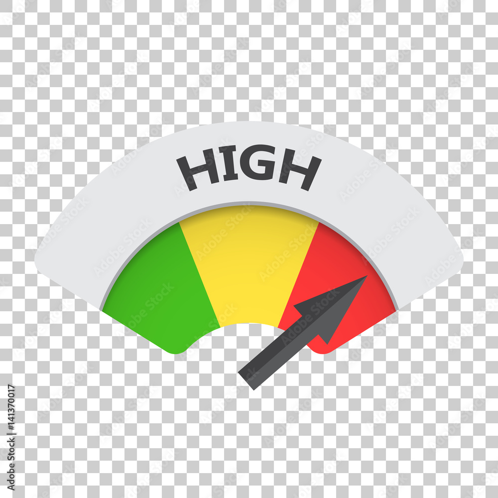 Wall mural high level risk gauge vector icon. high fuel illustration on isolated background.