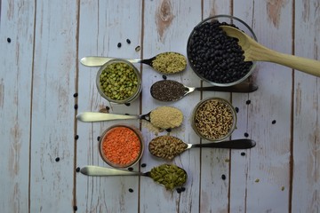 Vegan protien souces on white background