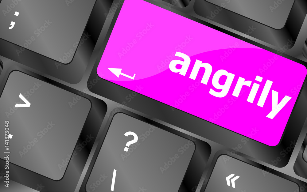 Poster angrily button on modern computer keyboard key