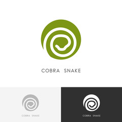 Cobra snake logo - serpent symbol. Green reptile icon.