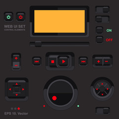 Player interface, design element, vector set, mobile app, smartphone, tablet, web tab, navigation bar