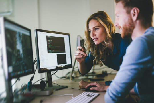 Programmer working in a software developing company