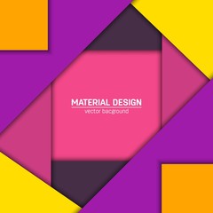 Vector material design background. Abstract creative concept layout template. For web and mobile app, paper art illustration, style blank, poster, booklet. Motion wallpaper element. Flat ui.