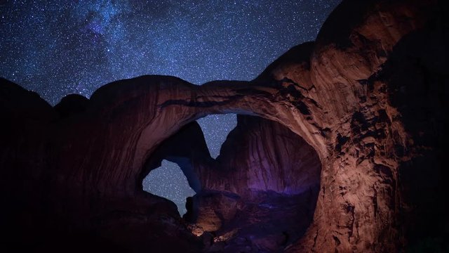  Double Arches Milky Way Galaxy 01 Time Lapse