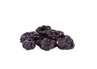 Dried plums  on white background