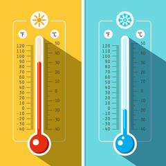 Thermometer Icons. Vector Temperature Measurement Backgrounds - obrazy, fototapety, plakaty