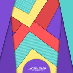 Vector material design background. Abstract creative concept layout template. For web and mobile app, paper art illustration, style blank, poster, booklet. Motion wallpaper element. Flat ui.