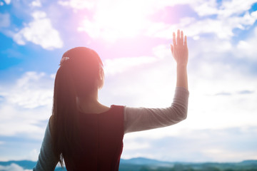 woman pray pious
