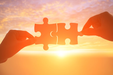 silhouette of puzzle