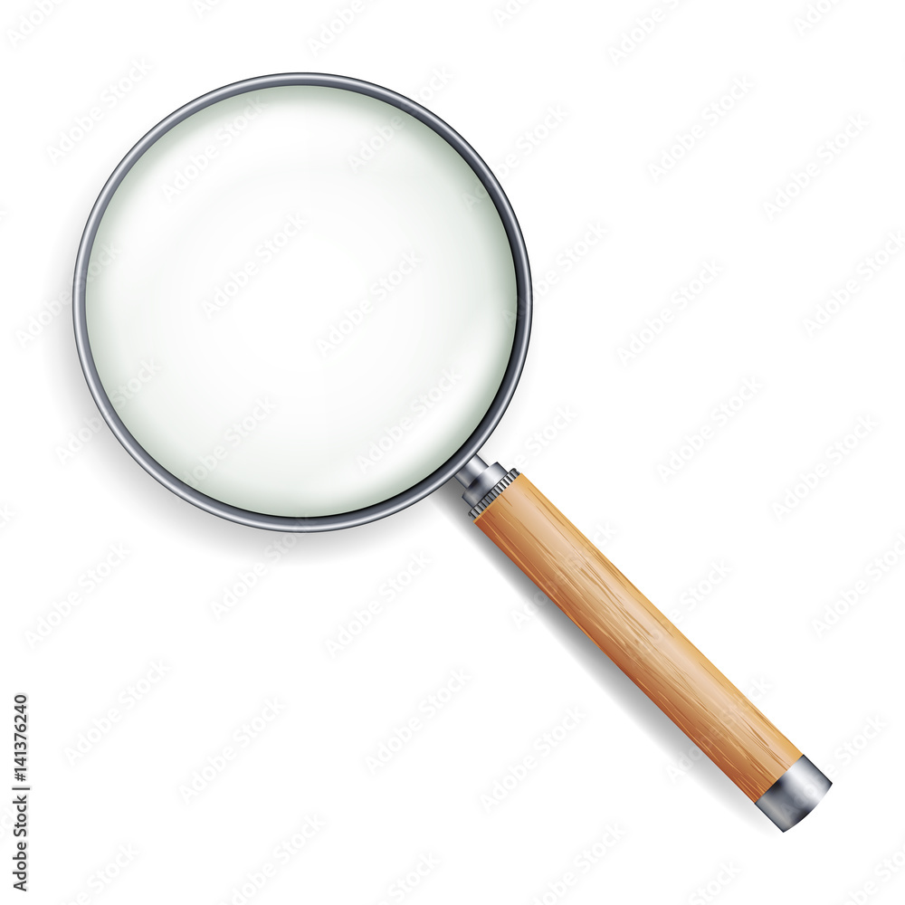Poster realistic magnifying glass vector. isolated on white background, with gradient mesh. magnifying glas