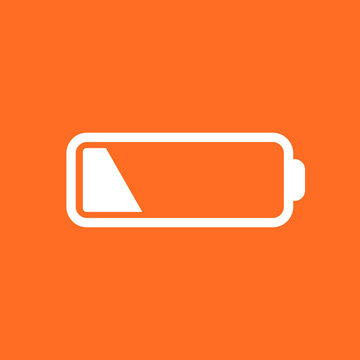 Battery level indicator. Vector illustration on orange background.