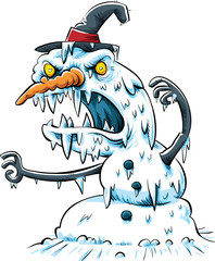 A scary, vicious cartoon snow monster in an aggressive pose.  © blambca