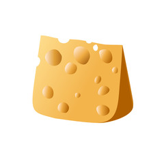 Realistic piece of cheese on white background