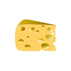 Realistic piece of cheese on white background