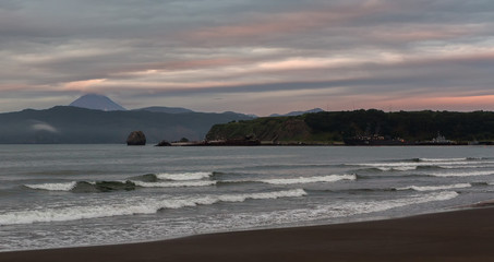 Zavoiko Bay in the Pacific Ocean on outskirts of city Petropavlovsk-Kamchatsky