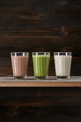 appetizing smoothies served in glasses