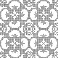 Fototapeta premium Halftone round black seamless background curve spiral cross flower
