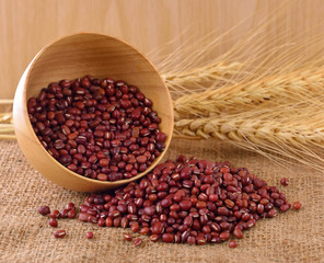 Red bean on wooden background