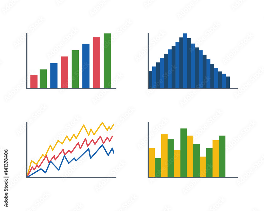 Poster business data graph analytics elements bar pie charts diagrams and flat icon infographics design iso