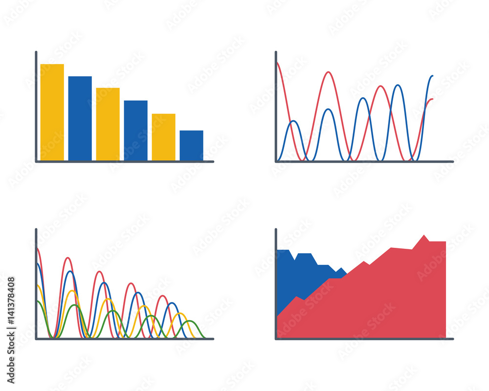 Poster business data graph analytics elements bar pie charts diagrams and flat icon infographics design iso
