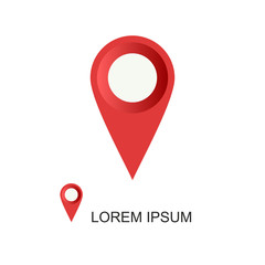 Red geolocation vector icon on white background