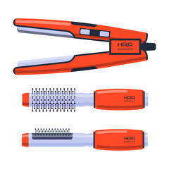 Barber salon professional set with tools equipment and twisting grooming metal barbershop care hairdressing stylist electric accessory vector illustration.