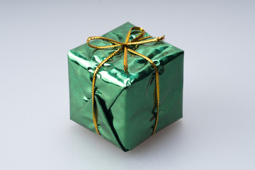 Green wrapped gift box