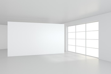 Obraz premium White clean interior with blank billboard. 3d rendering.