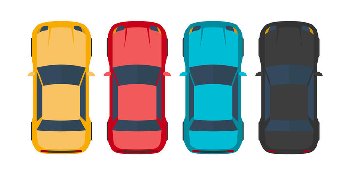 Set of four cars. Vector flat illustration.