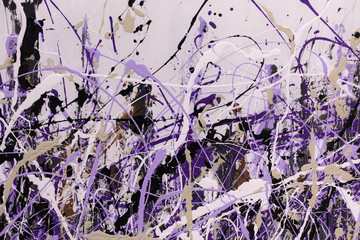 Abstract Splash Painting Art: Strokes with Different Color Patterns like Purple, Violet and Black © GioRez