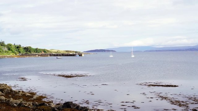 Yachts at Bradford Bay on the Isle of Skye in the Scottish Highlands. UK.