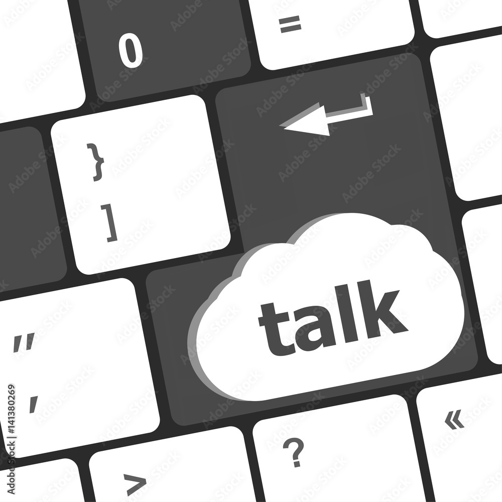 Poster talk word with icon on keyboard keys button