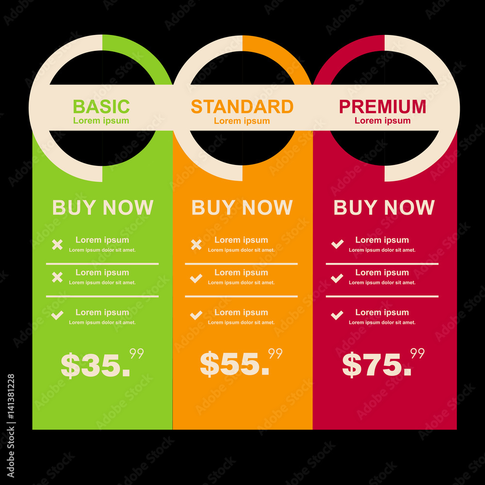 Poster internet traffic.set offer tariffs. ui ux vector banner for web app. set pricing table, order, box, 