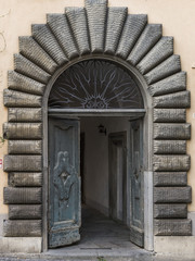 Architectural detail of doorway of a building, Orvieto, Terni Province, Umbria, Italy