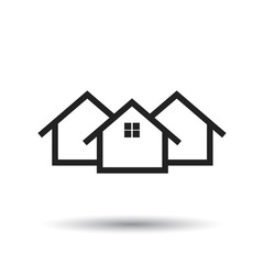 House icon. Flat vector illustration. Home sign symbol with shadow on white background.