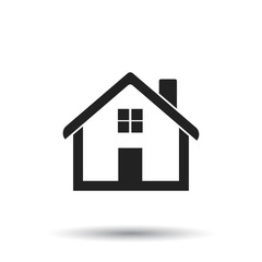 House icon. Flat vector illustration. Home sign symbol with shadow on white background.