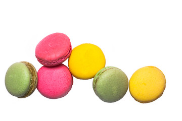 colorful macaron, tasty cookies isolated on white background