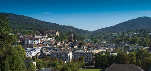 Fototapeta na wymiar Panoramic view over Baden Baden, Baden-Wuerttemberg, Germany