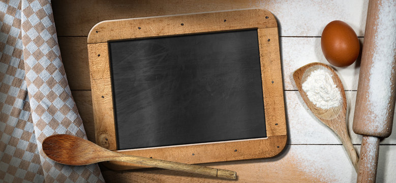 Baking Background with Empty Blackboard