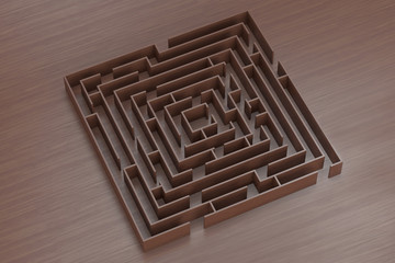 A close up abstract image of a maze of wood