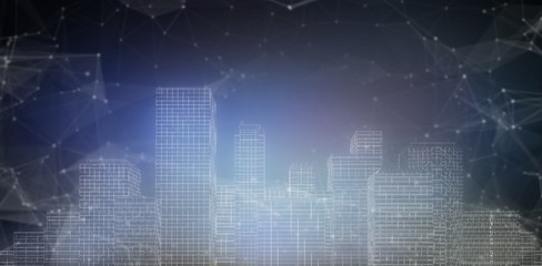 Composite image of digital city 3d