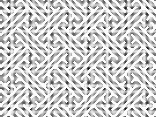 Halftone round black seamless background Chinese spiral cross tracery