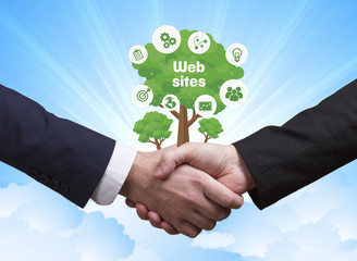Technology, the Internet, business and network concept. Businessmen shake hands: Web sites