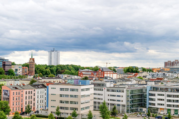 The view to Rostock, Germany city Airline