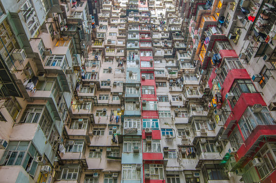 Very Crowded but colorful building group  in Tai Koo, Hongkong.