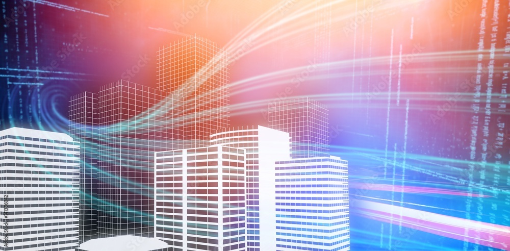 Poster composite image of digital composite image of buildings 3d