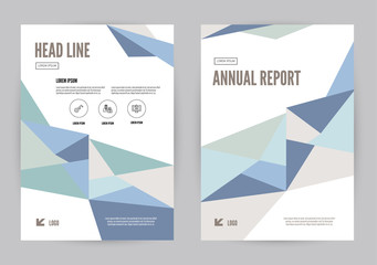 Blue annual report Leaflet Brochure Flyer template A4 size design, book cover layout design, Abstract presentation templates. flat geometric vector