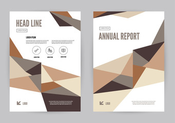 Brown theme annual report Leaflet Brochure Flyer template A4 size design, book cover layout design, Abstract presentation templates. flat geometric vector