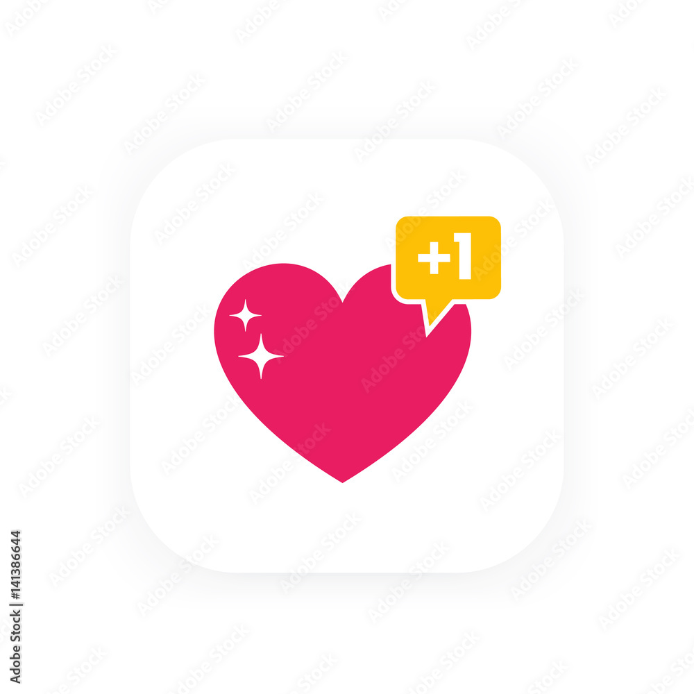 Poster heart like with notification for web design